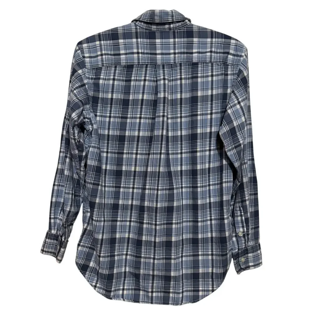 Ralph Lauren Youth Boy's Blue White Plaid Long Sleeve Button Down Shirt Size L